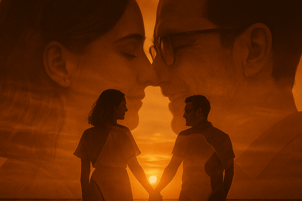 Silhouettes at Sunset – A Double Exposure Love Story